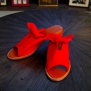 Women's Fashion Peep toe Low Heel Bow slipper